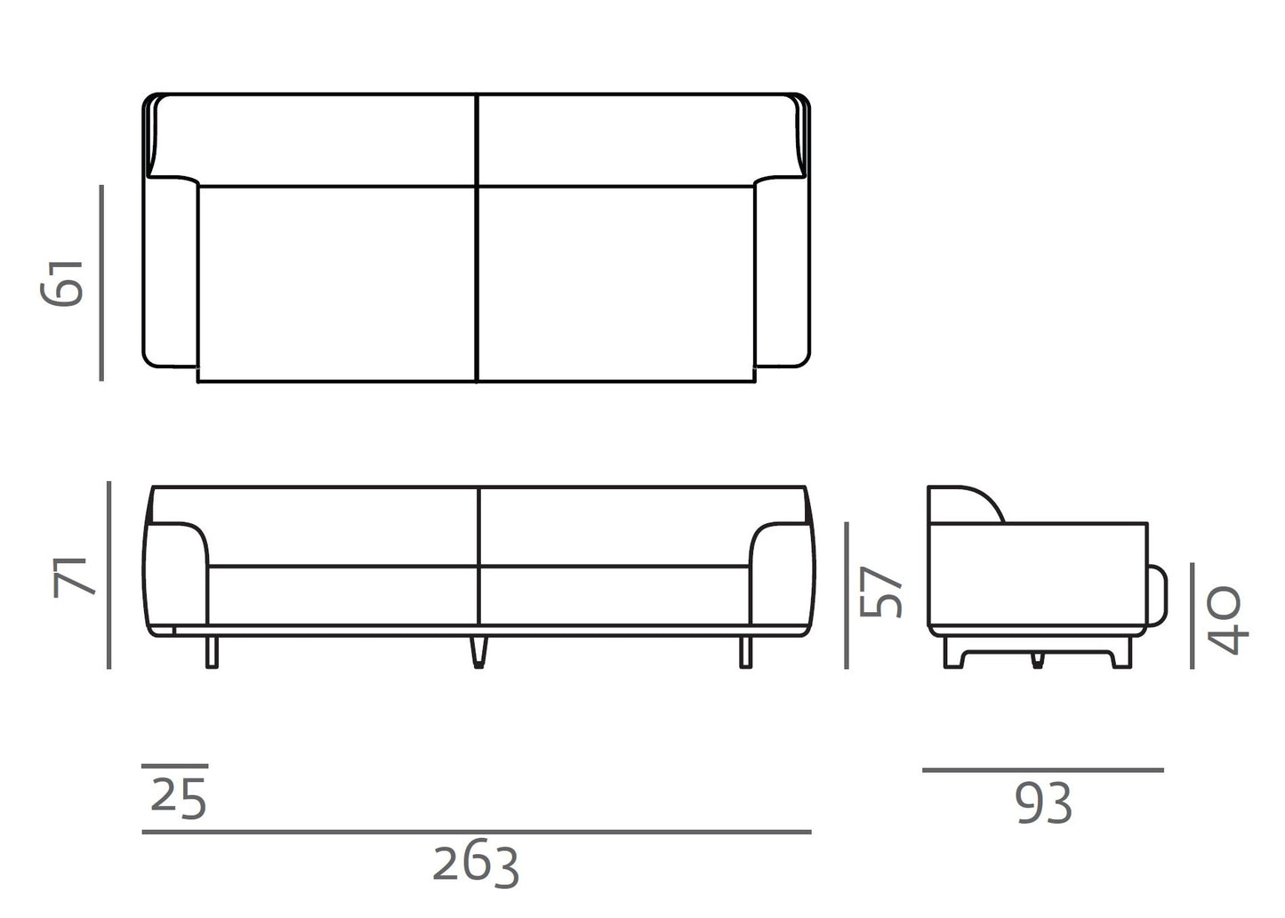Tara Sofa L - 263cm