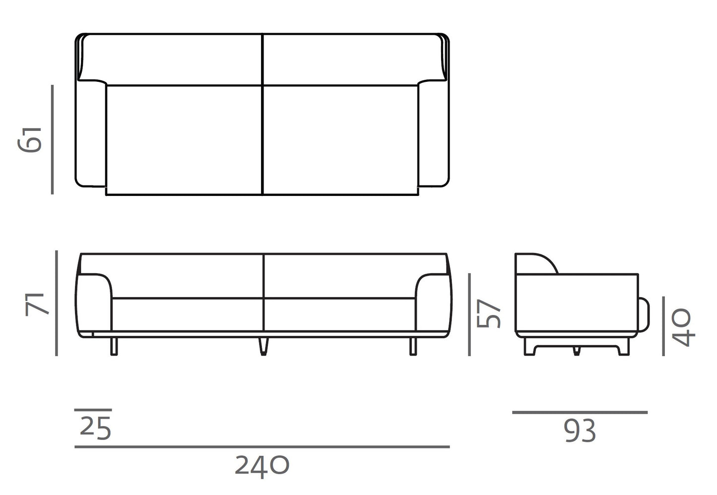 Tara Sofa M - 240cm
