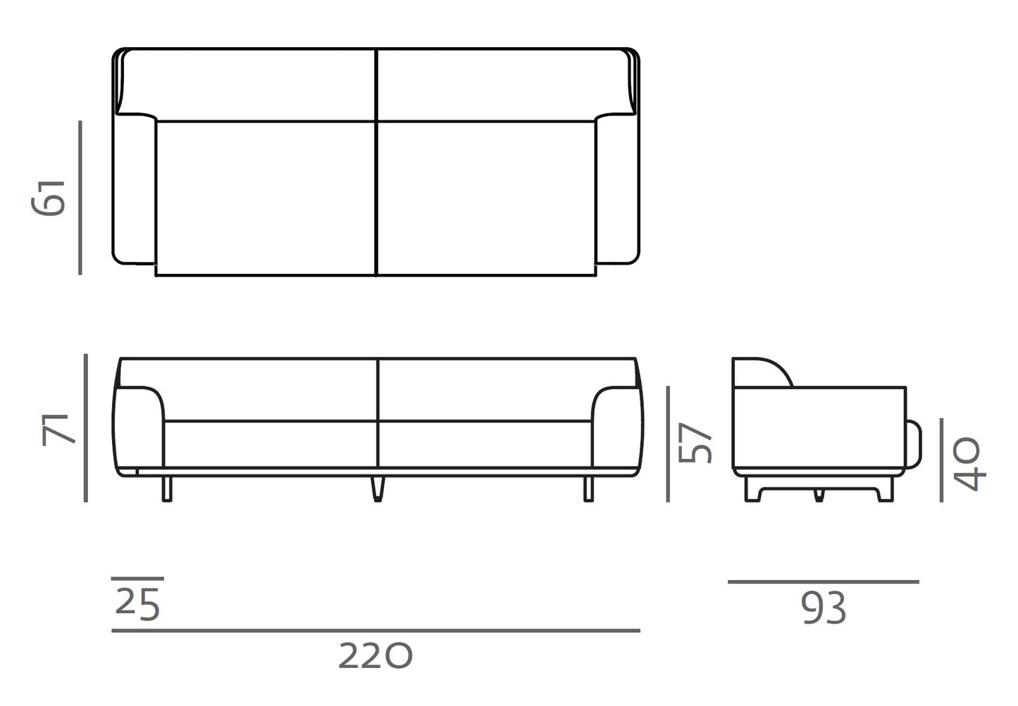 Tara Sofa S - 220cm